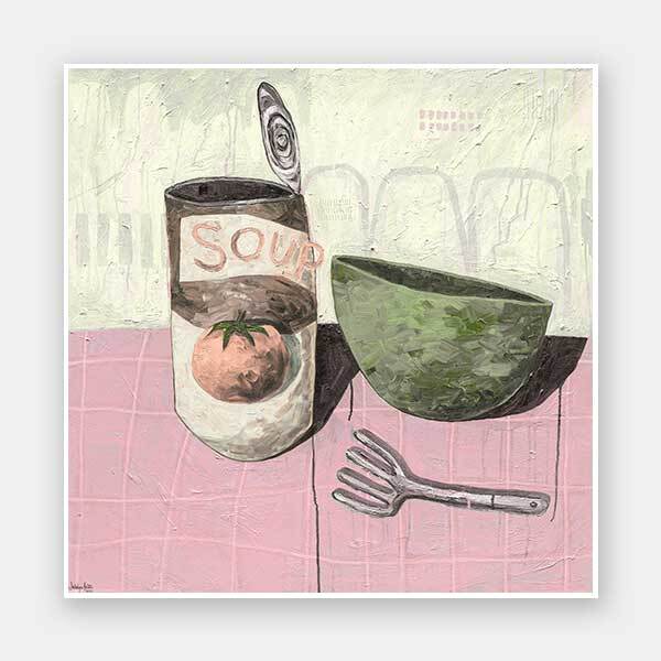 Eating Soup With A Fork Blush Pink Unframed Art Print