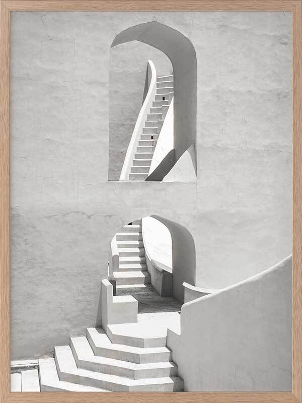 Winding Staircase Grey - Frame Oak - No Mat - 55x70 - Portrait