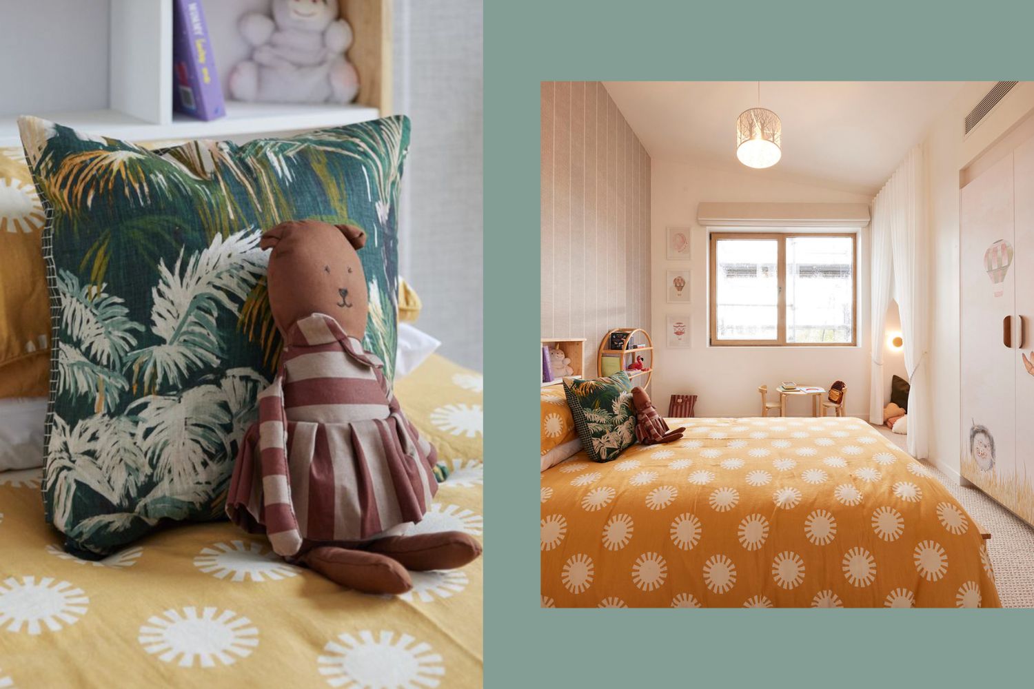 Eliza and Liberty's pop of colour bedroom